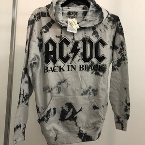 AC/DC Back In Black Tie-Dye Pullover Hoodie Size XS